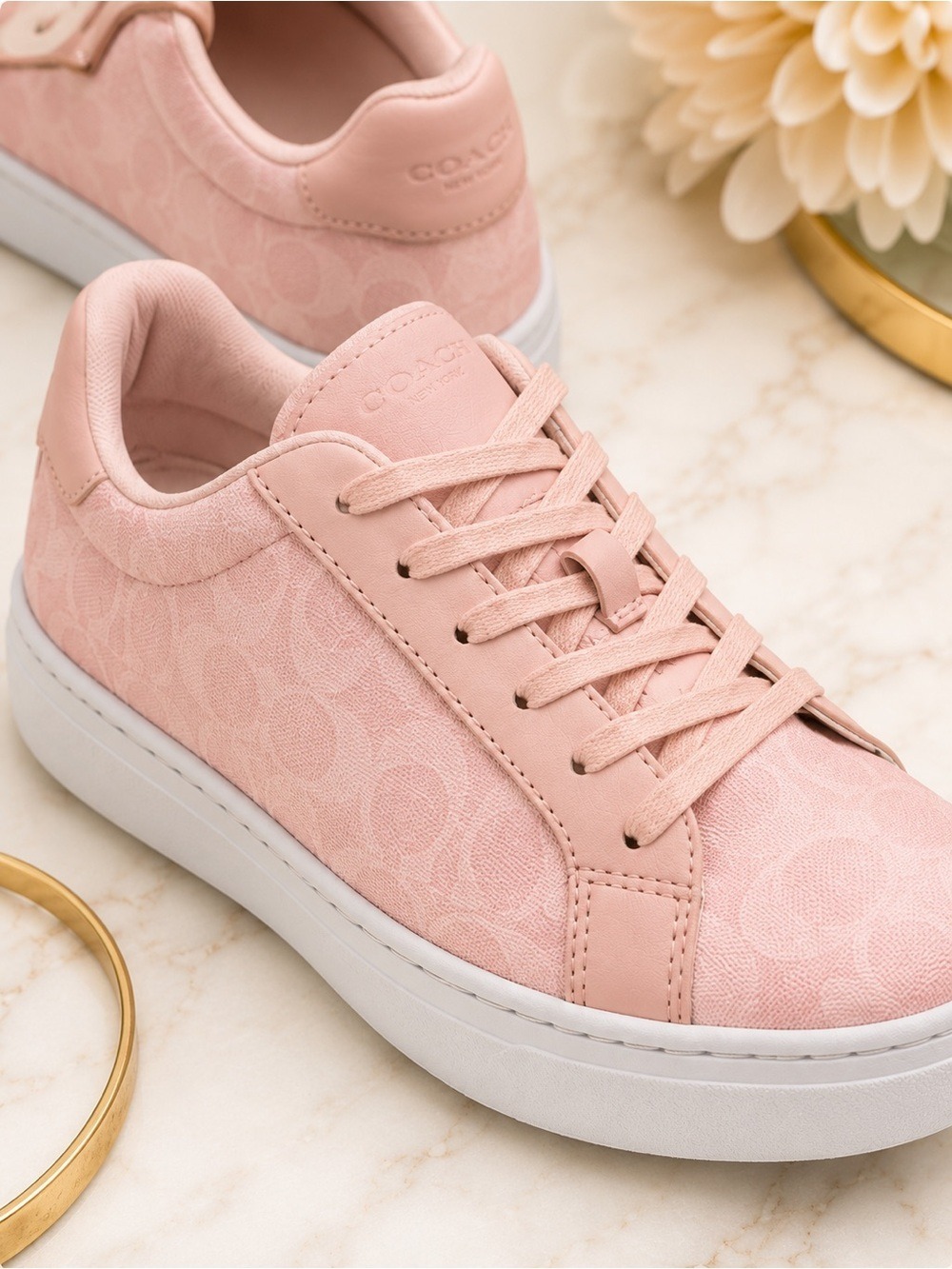 NEW Coach High Line CBT39 Powder Pink Signature Sneakers Size 6.5 NIB - Picture 3 of 10